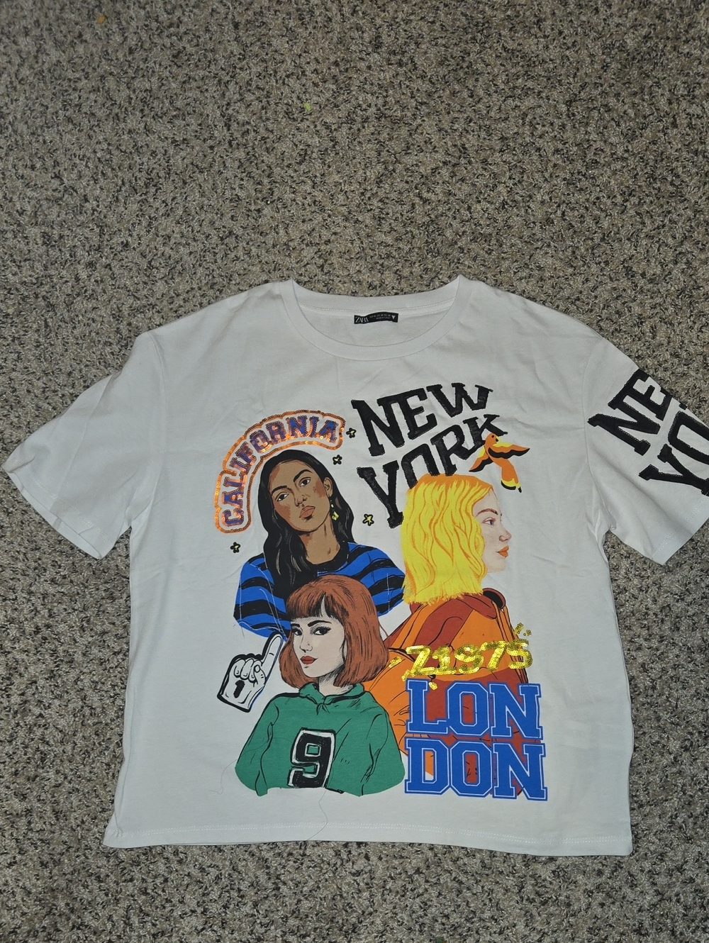 Zara Sequin Embroidered City Girl TShirt